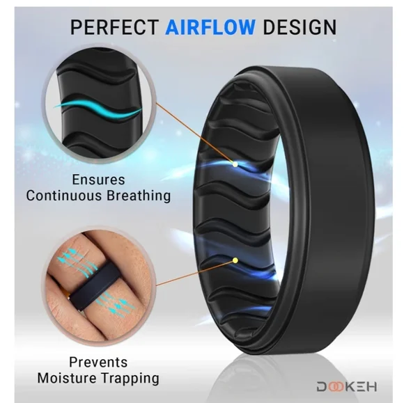 Silicone Ring Set - Black, Blue, Green And Gray - Picture 2 of 3